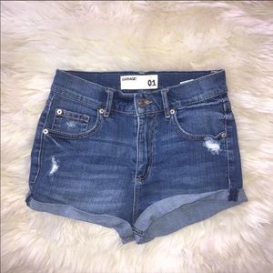 Garage ~ Blue Ripped Jean Shorts ~ SIZ 01